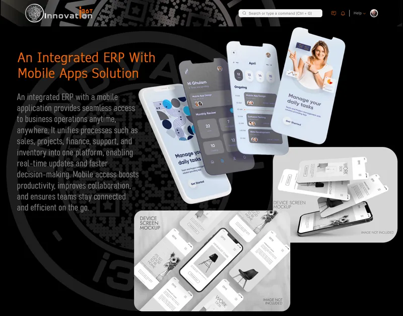وحدة تطبيقات الجوال من ERP36T، الشاشة 1